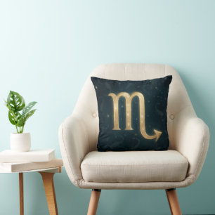 Cosmic Scorpio Zodiac with Celestial Silhouettes Cushion