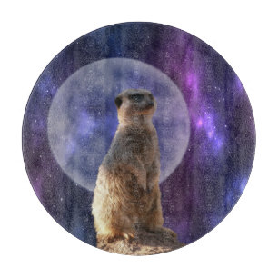 Cosmic Sentinel: Meerkat Under the Full Moon  Cutting Board