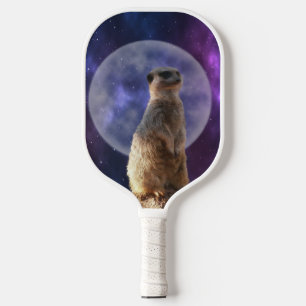 Cosmic Sentinel: Meerkat Under the Full Moon  Pickleball Paddle