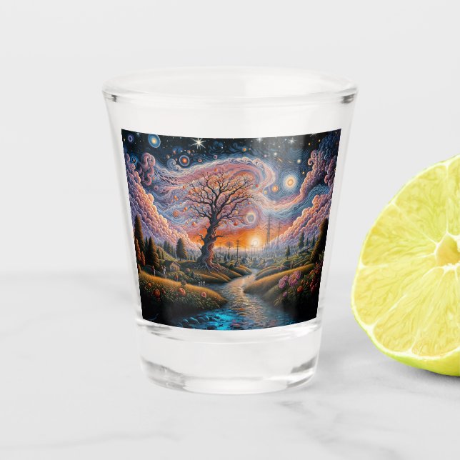 “Cosmic Serenity” Shot Glass (Front)