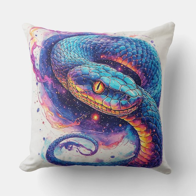 Cosmic Serpent with Glowing Scales Cushion (Front)