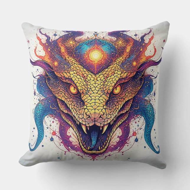 Cosmic Serpent with Glowing Scales Cushion (Front)