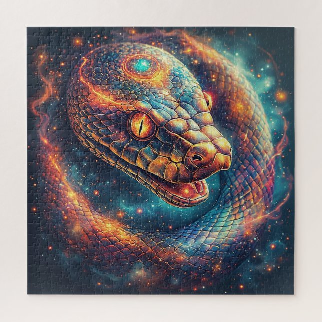 Cosmic Serpent with Glowing Scales Jigsaw Puzzle (Vertical)