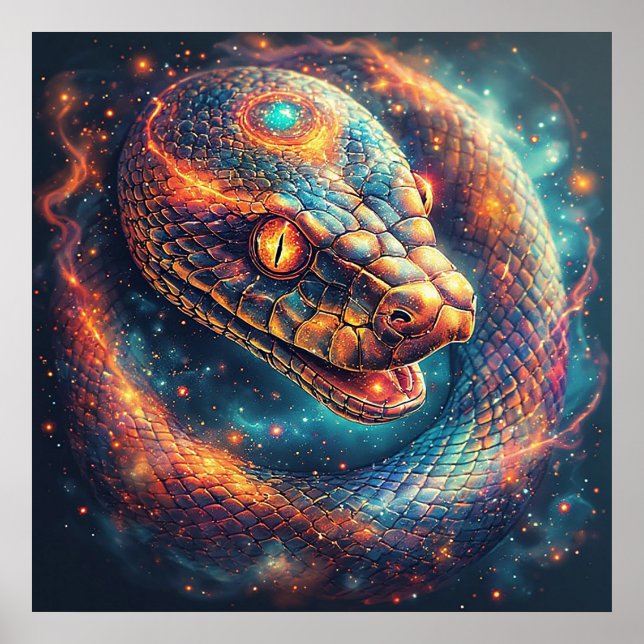 Cosmic Serpent with Glowing Scales Poster (Front)