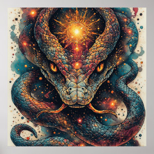 Cosmic Serpent with Glowing Scales Poster