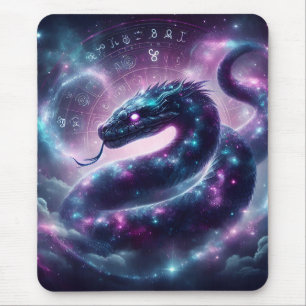 Cosmic Serpent Zodiac Galaxy Astrology Mouse Pad