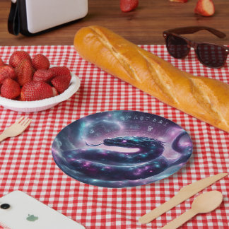Cosmic Serpent Zodiac Galaxy Astrology Paper Plate