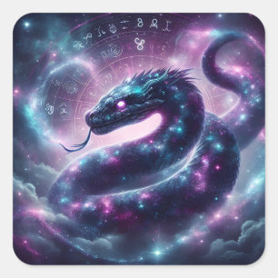 Cosmic Serpent Zodiac Galaxy Astrology Square Sticker