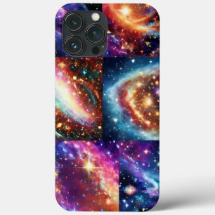 Cosmic shiny gold pink sky outerspace fun collage iPhone 13 pro max case