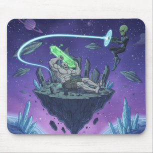 Cosmic Showdown — Alien vs Buff Titan Mouse Pad