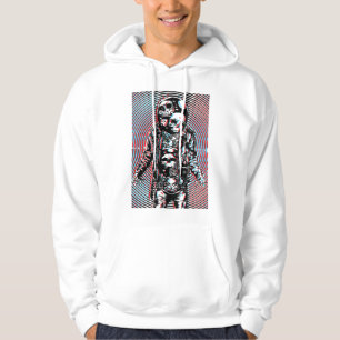 Cosmic Skull Astronaut in Hypnotic Art Hoodie
