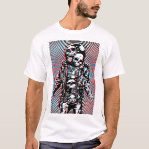 Cosmic Skull Astronaut in Hypnotic Art T-Shirt