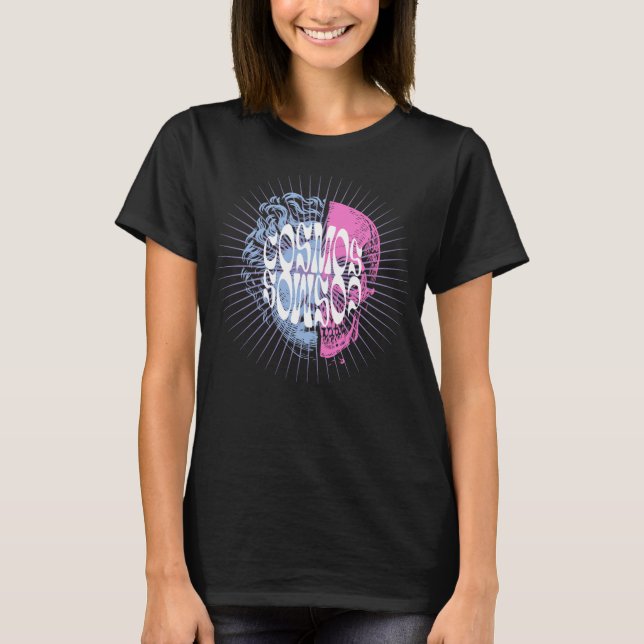 Cosmic Skull Typography Design T-Shirt (Front)