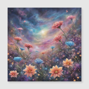 Cosmic sky with fantasy flowers