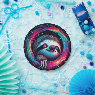 Cosmic Sloth Galaxy Art Paper Plate