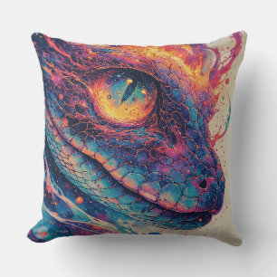 Cosmic Snake Coiled In Vibrant Energy Design 🐍✨ Cushion