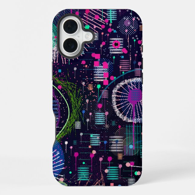 Cosmic Snow Storm: Abstract Maximalism Art iPhone Case (Back)