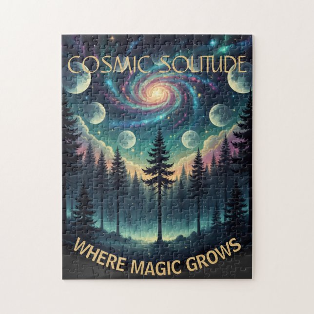 Cosmic Solitude Galaxy Forest • Moon Phases Jigsaw Puzzle (Vertical)