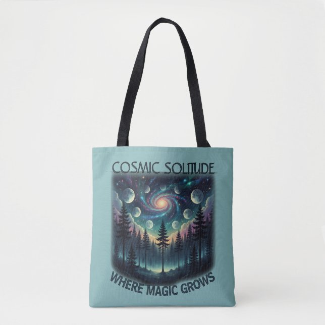 Cosmic Solitude Galaxy Forest • Moon Phases Tote Bag (Front)