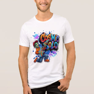 Cosmic Solo Alien Guitar Player Space Music Art Tri-Blend Shirt