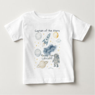 Cosmic Space Birthday Party   Rocket & Stars -  Baby T-Shirt