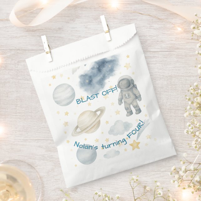 Cosmic Space Birthday Party | Rockets & Stars -  Favour Bag (Clipped)
