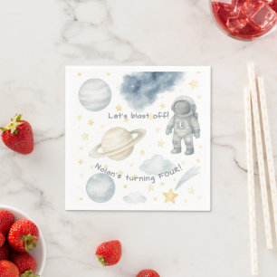 Cosmic Space Birthday Party Rockets & Stars - Napkin
