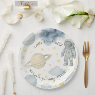 Cosmic Space Birthday Party Rockets & Stars - Paper Plate
