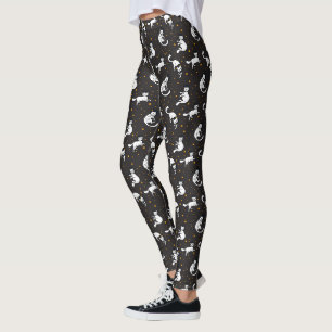 Cosmic space cats and stars pattern leggings