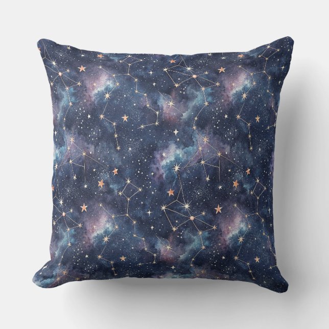 Cosmic Space Constellation & Galaxy Night Pattern Cushion (Front)