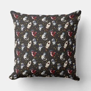 Cosmic space man fox cat stars pattern cushion