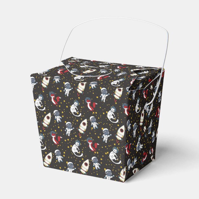 Cosmic space man fox cat stars pattern favour box (Front Side)