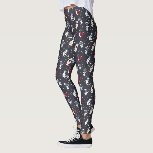 Cosmic space man fox cat stars pattern leggings (Left)