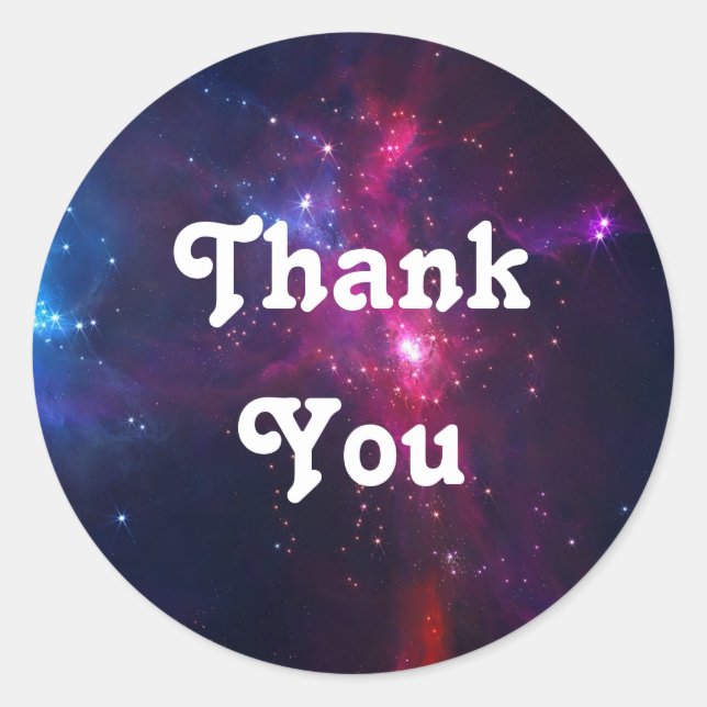 Cosmic Space Stars and Nebula Thank You Classic Round Sticker (Front)