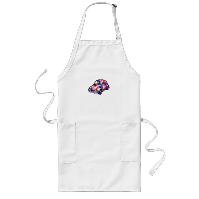 Cosmic Space Volkswagen Beetle Watercolor Illustra Long Apron (Front)