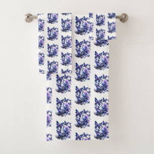 Cosmic Sparkle Butterflies Pattern Bath Towel Set