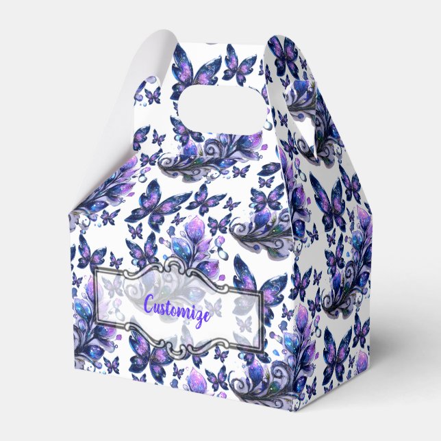Cosmic Sparkle Butterflies Pattern Gable Favour Box (Front Side)