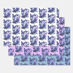 Cosmic Sparkle Butterflies Pattern Wrapping Paper Sheet
