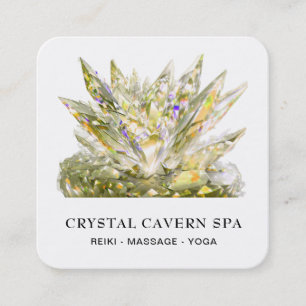 *~* Cosmic Sparkling Magical Gold Crystal QR Square Business Card