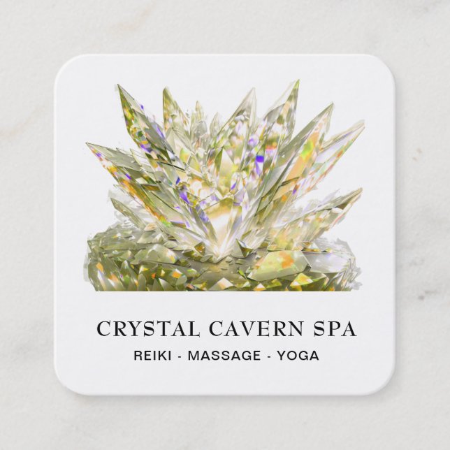 *~* Cosmic Sparkling Magical Gold Crystal QR Square Business Card (Front)