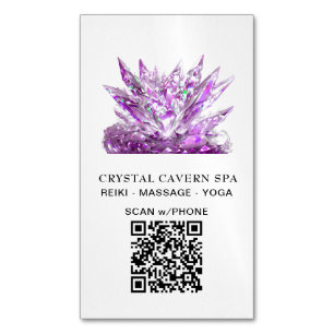 *~* Cosmic Sparkling Magical Magenta QR Crystal Magnetic Business Card
