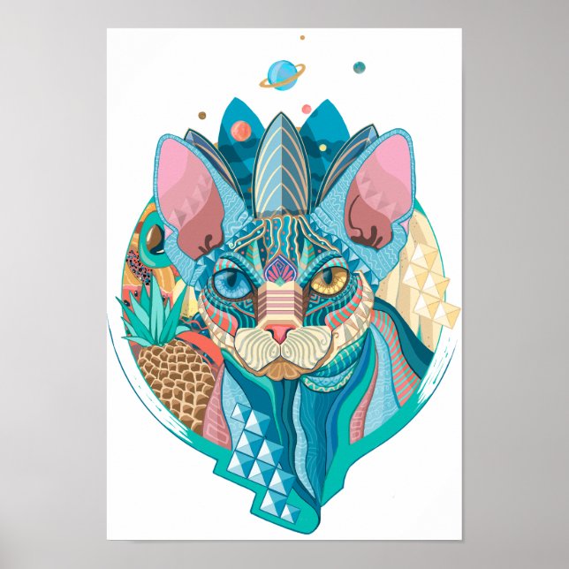 Cosmic Sphynx Cat Poster (Front)
