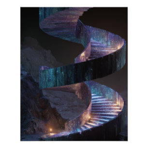 Cosmic Spiral Staircase Dream Fantasy Art Poster