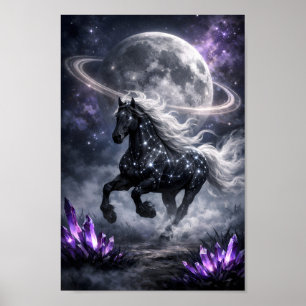 Cosmic Stallion Constellation Moon Ring Crystal Fa Poster
