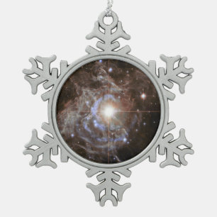 Cosmic Star Holiday Wreath Snowflake Pewter Christmas Ornament