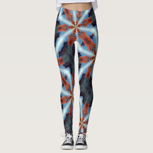 cosmic star rays brown blue leggings