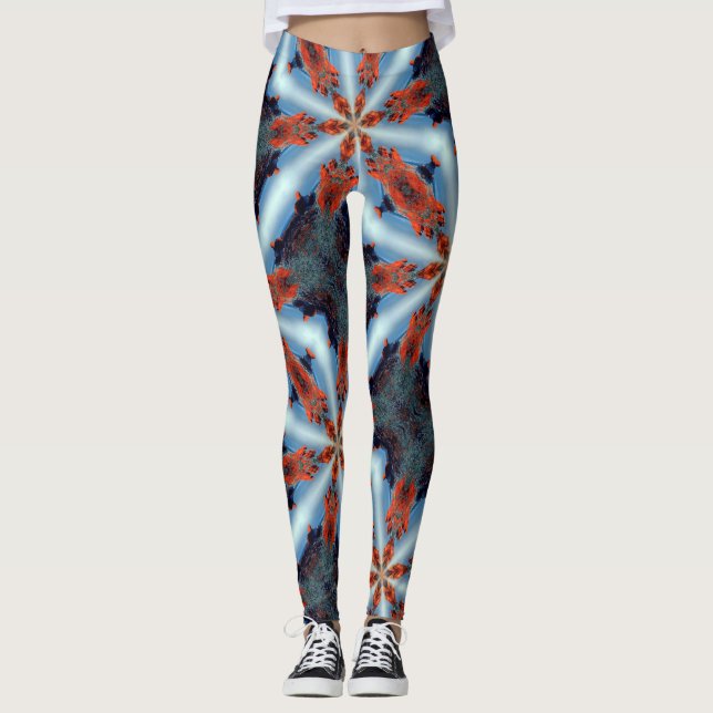 cosmic star rays brown blue leggings (Front)