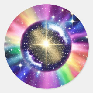 Cosmic Starburst Sphere Classic Round Sticker