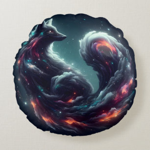 Cosmic Starlight Fox Spirit Fantasy Animal Round Cushion