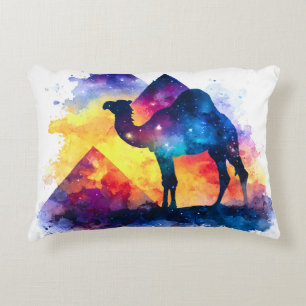 Cosmic Starry Night Egyptian Camel Landscape Decorative Cushion